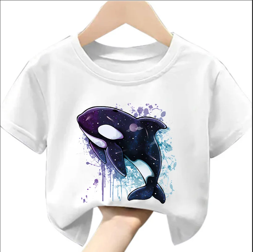 Estate New Catone Orca Baby Print Family Dress ragazzi e ragazze studenti t-shirt a maniche corte Top Clothes