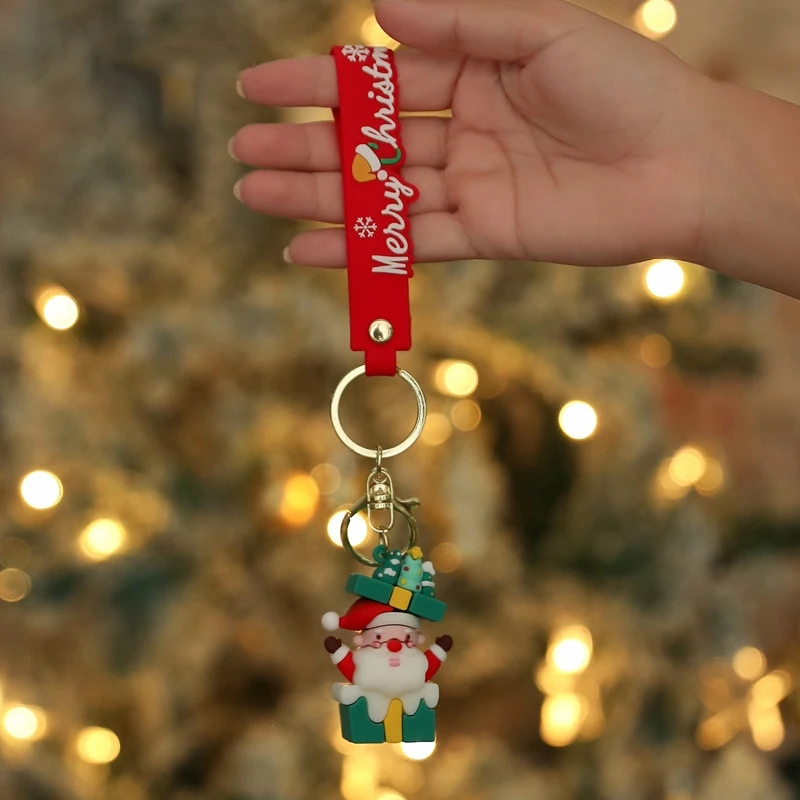 Santa Claus Christmas Tree Snowman Car Key Pendant Woolen Doll Pendant Christmas Gift Keychain