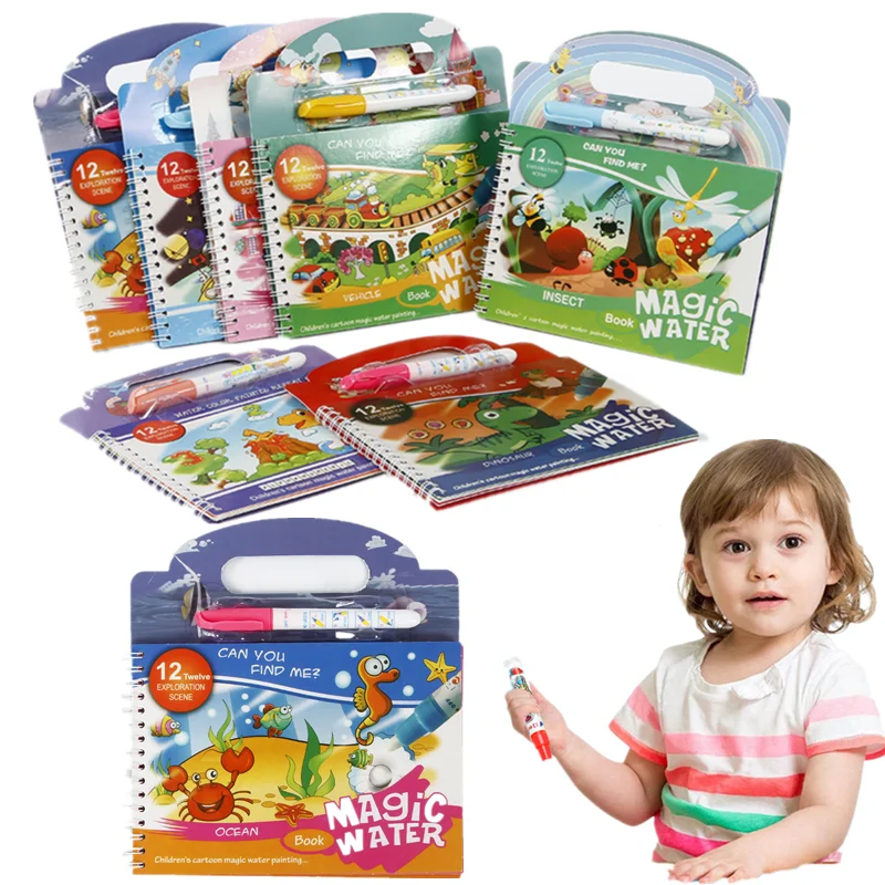 Magiczna książka do malowania wodą maluch zabawki do wczesnej edukacji wielokrotnego użytku magiczny rysunek kolorowanka dla dzieci dzieci zabawki Montessori