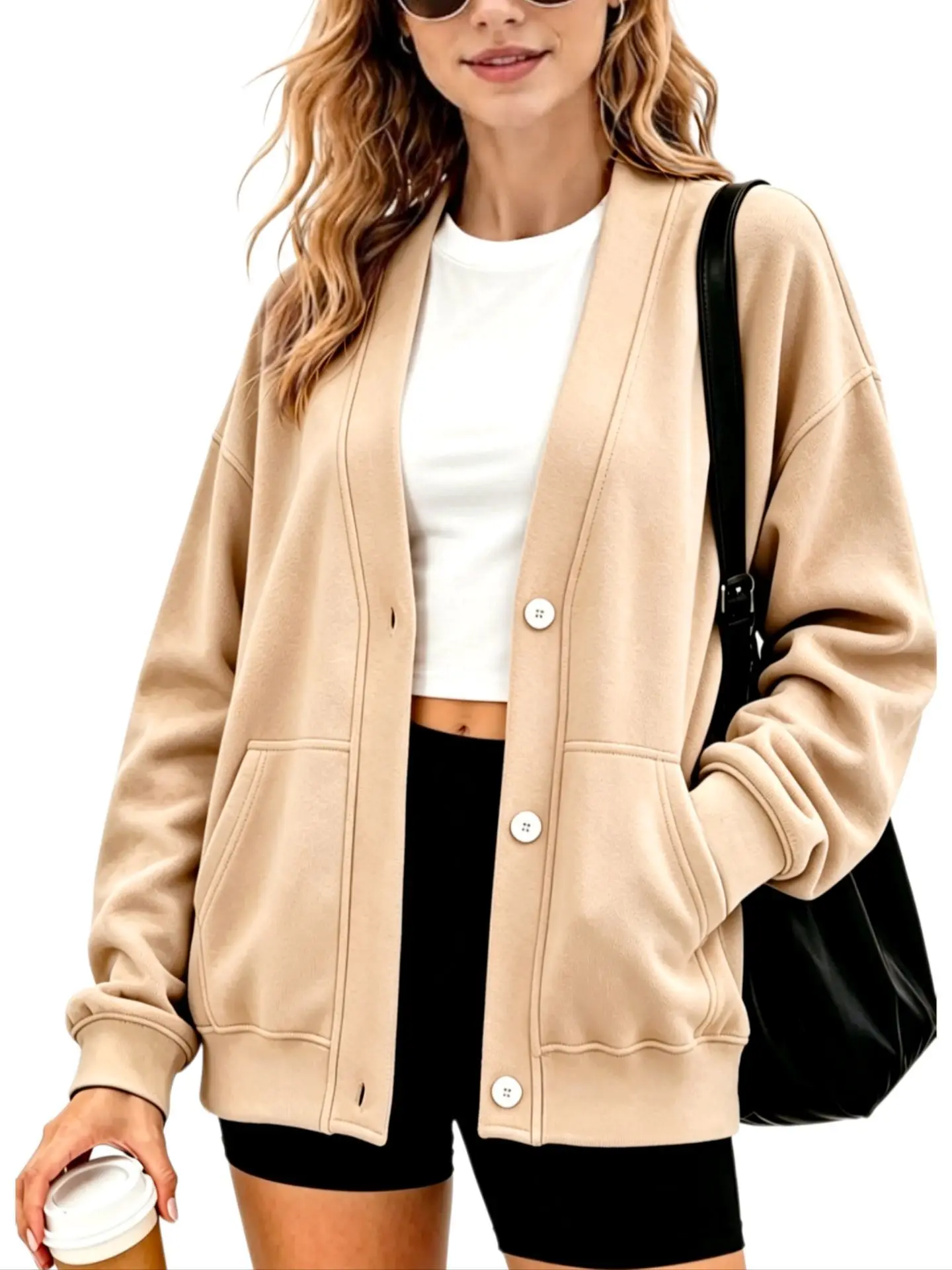 New Autumn Winter Sweatshirts Comfortable Fashionable Fashionable Street Style Long-sleeved V-neck Single-breasted Cardigans