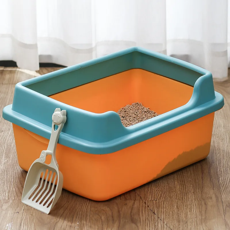 

Cat Litter Box Cats Toilet Large Capacity Anti-Splash Pet Sandbox Kitten Tray Bedpan Pet Cat Wc Cleaning Bath Basin Supplies