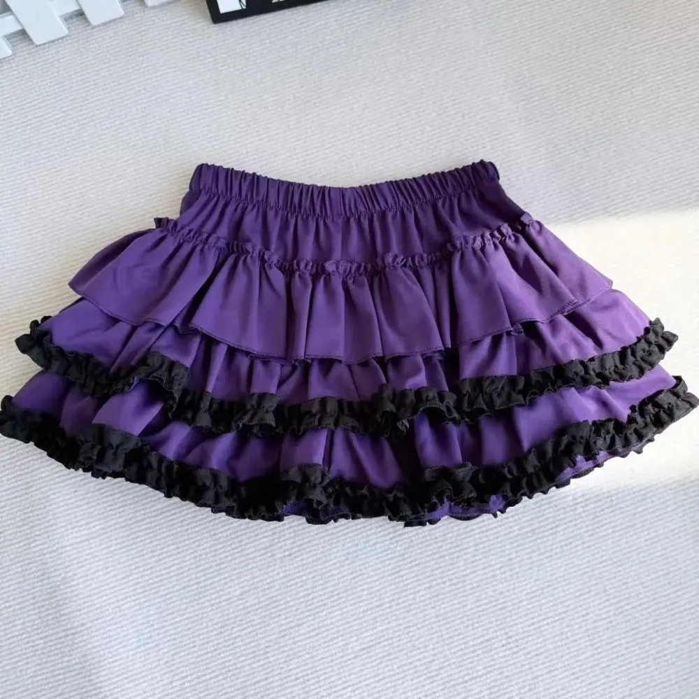 Elegant High Waist Pleated Bubble Skirt A Line Short Puffy Cake Skirt Ruffle Hem Bubble Style Balloon Skirt Cosplay