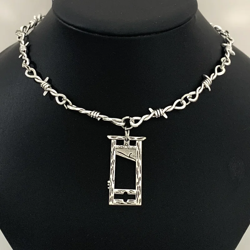 Gargantilla de guillotina de hierro con zarzas de alambre pequeño, collar para mujer, estilo gótico Punk de Hip-hop, alambre de púas, gargantilla de cadena de espinas pequeñas, regalos