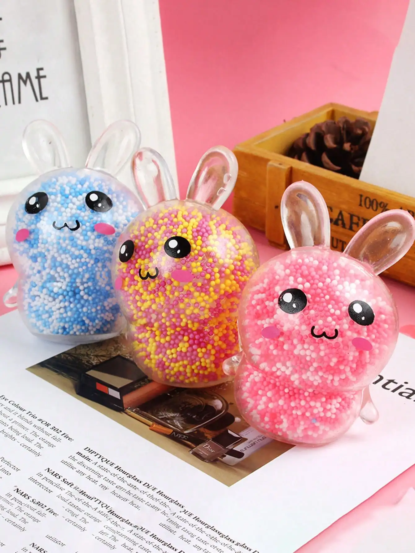 2pcs-Squishy Bunny Stress Balls Stress Relief Toys Adults Fidget toys Colorful Bunny Rabbit Sensory Relief Bunny Stress Ball Bas