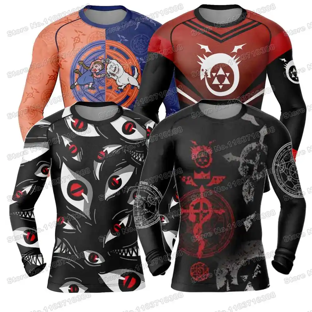 

22th Anime Cartoon Rash Guards Surfing Jersey Beach Trousers Swimwear Diving Gym Long sleeves MMA BJJ Men Jiu Jitsu Fitness Sets