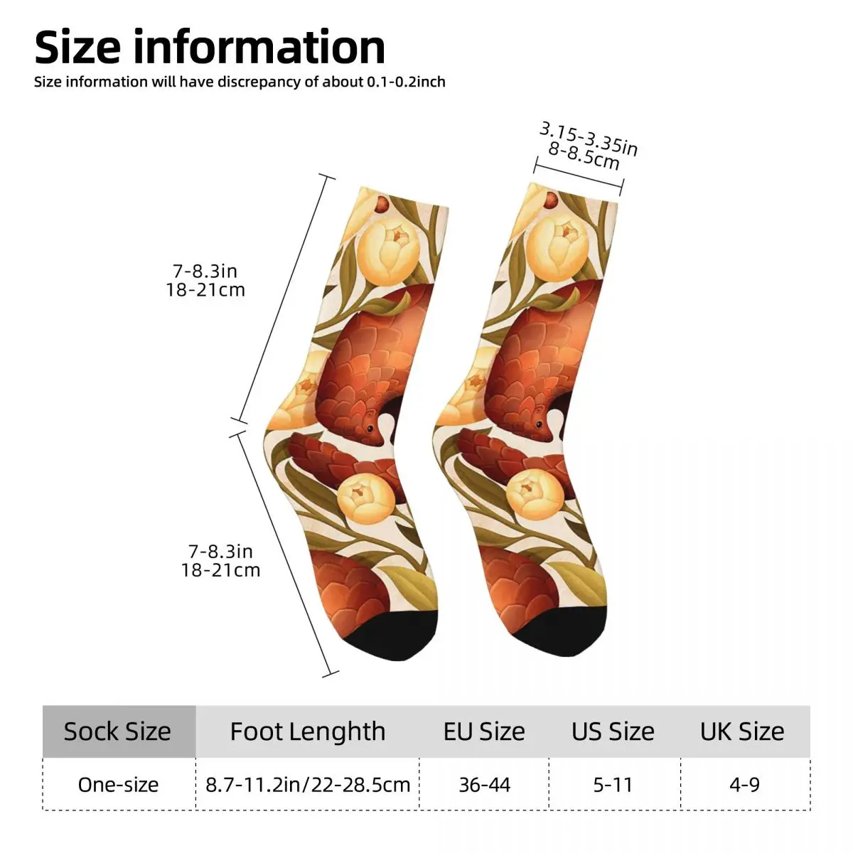 Cute Pangolin Cartoon Design Socks Harajuku Sweat Absorbing Stockings All Season Long Socks for Man Woman Valentine's Day Gifts