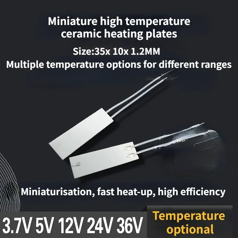 2Pcs High Temperature Ceramic Heating Plate MCH Alumina 35*10 Heating Fast 3.7V5V12V24V36V