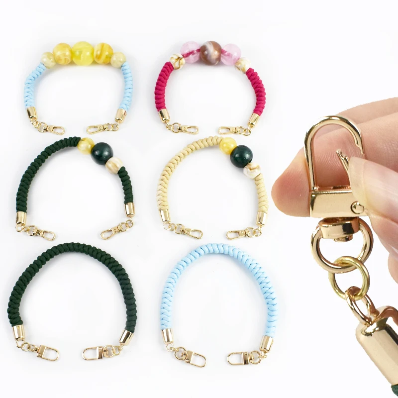 

33cm Bag Strap Extension Tape Hand Woven Hanging Rope Handle Buckles Beading Decoration Handbag Shoulder Replacement Accessories