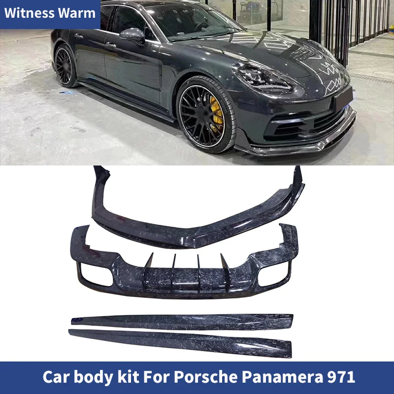 Pare-chocs avant et arrière en fibre de carbone forgée pour Porsche Panamera, kit carrosserie, diffuseur, séparateur, jupes latérales, Jules, Spomicrophone, 971, 971