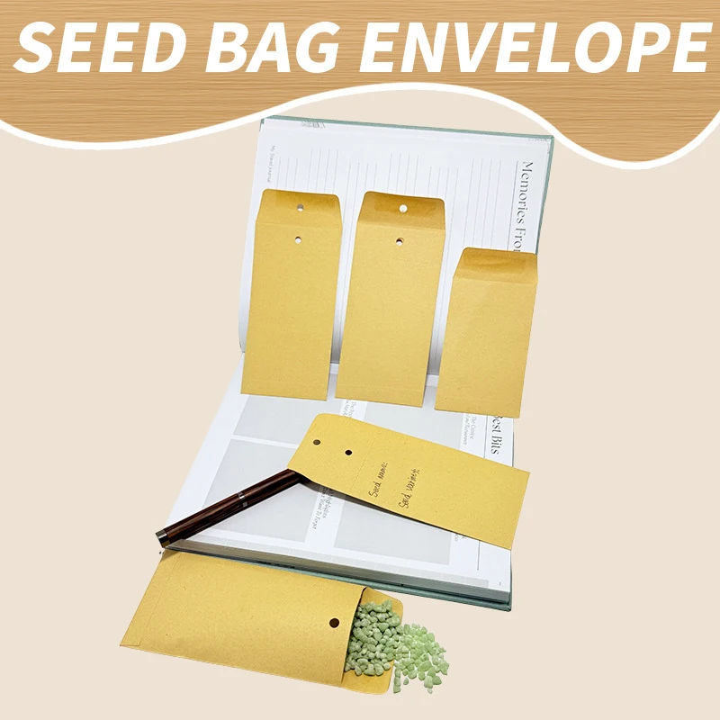 50pcs Seed Bag Envelopes Jewelry Candy Self-adhesive 100g Kraft Paper Invitation Small Business Stationery Supplies Storage