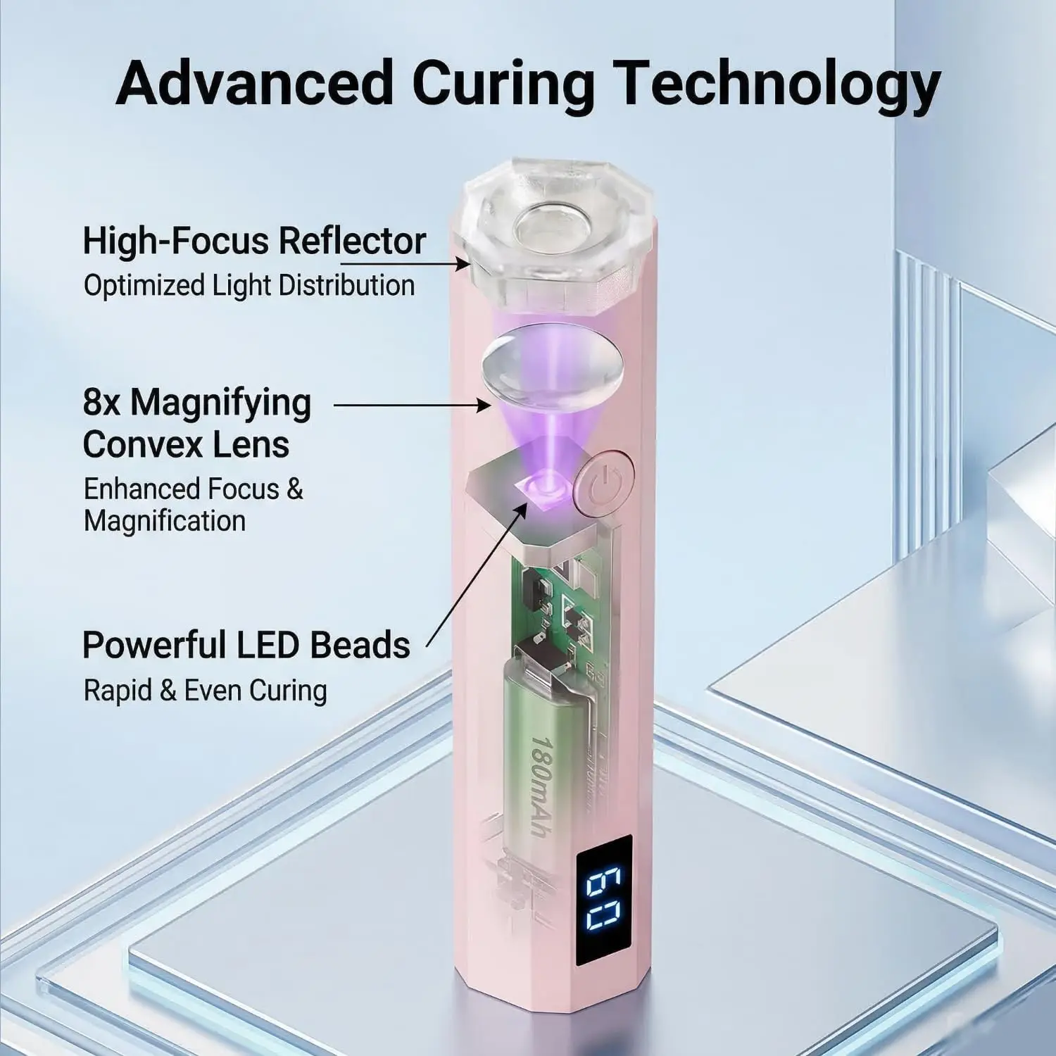 Portable USB Mini LED UV Nail Dryer, LCD Digital Display Gel Nail Curing Lamp, Compact Professional Manicure Tool