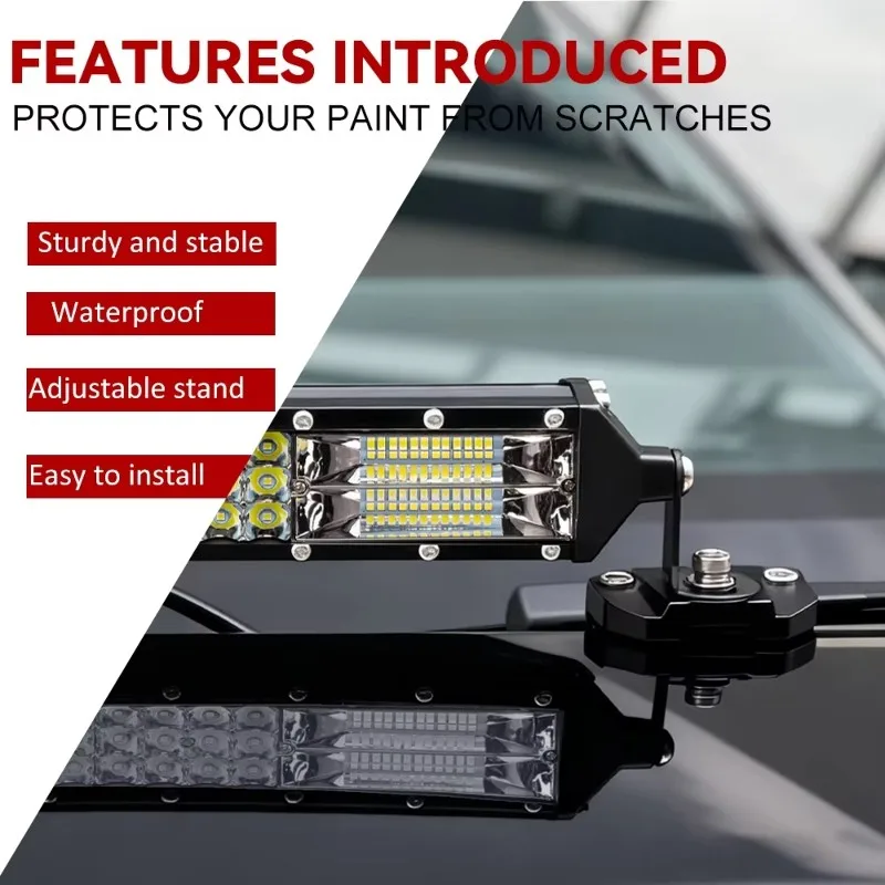 A96E-Clamp Headlight Stand Bar Bracket LED Spotlight Holder Flood For Car Off Road 4X4 Auto Lights 2Pcs