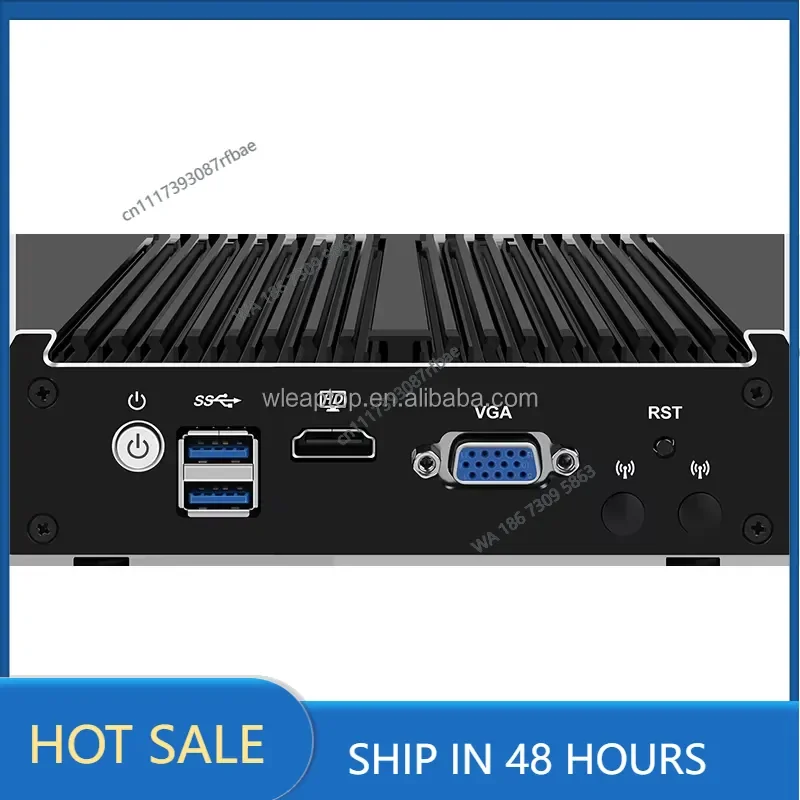 J4125 Fanless Mini PC with 4×2.5GbE LAN, 4K VGA Industrial Computer for Firewall Router NAS Network Server