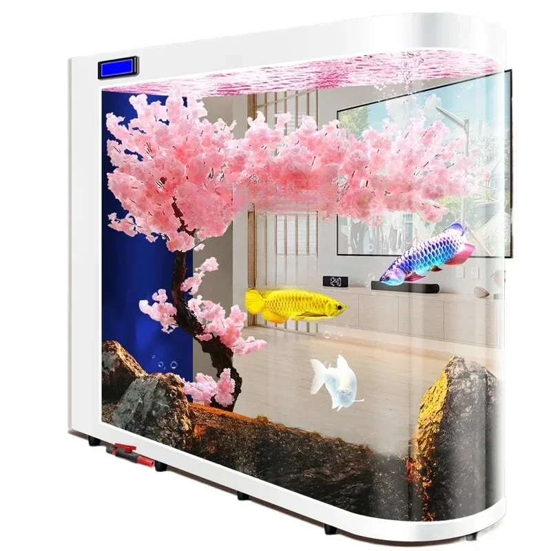 

fish tank living room floor bullet screen partition aquarium household ecological glass goldfish tank