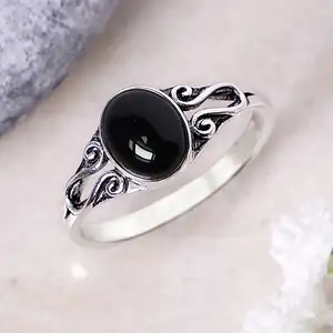 Bali Silver Stelling 925 Đi bộ với Onyx màu đen và Đá quý cho món quà của Đảng Nữ 6 Bán bạc chính Bali 925 - №6