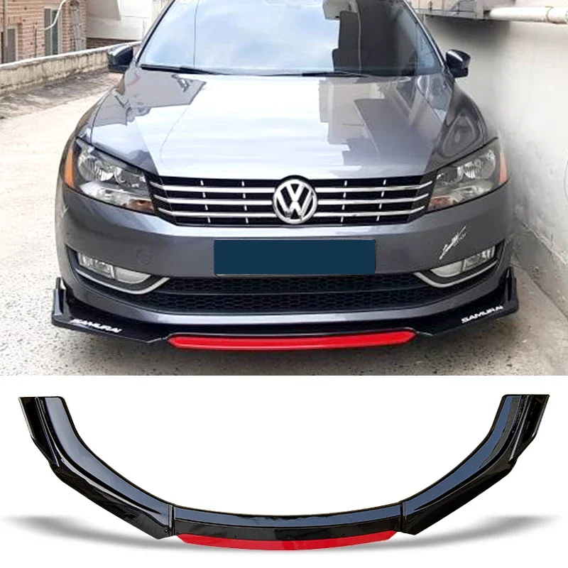 

Front Bumper Spoiler Protector Plate Lip Body Kit For Volkswagen VW Passat B7 Carbon Surface Decorative strip Chin Shovel