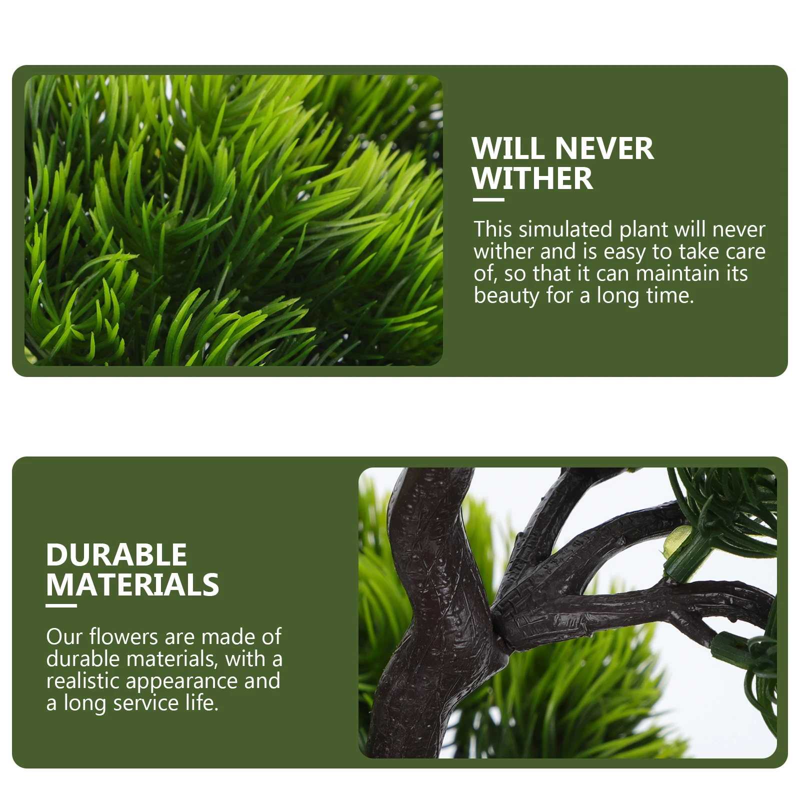 

Artificial Pine Bonsai Tree Decoration Plants Desktop Simulation Potted Decor Realistic Shape Clear Texture Even Color