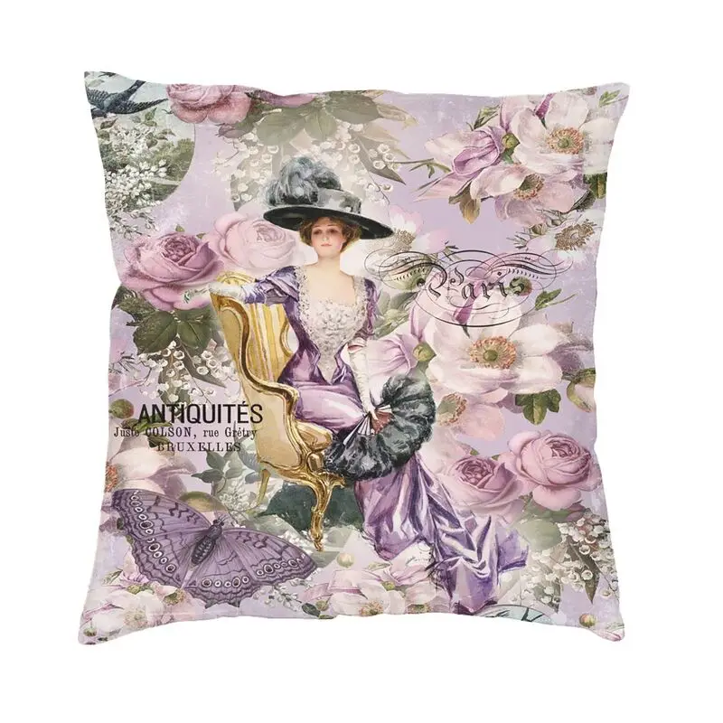 Victorian Angel Cushion Cover Double-sided 3D Print Shabby Chic Vintage Lady Print Floor Pillow Case for Car Custom Pillowcase
