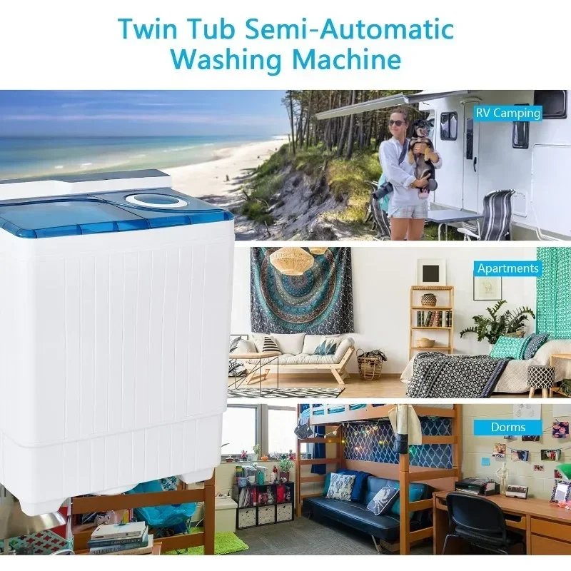 Rondella compatta portatile con manopole di controllo funzione Timer pompa di scarico lavatrice