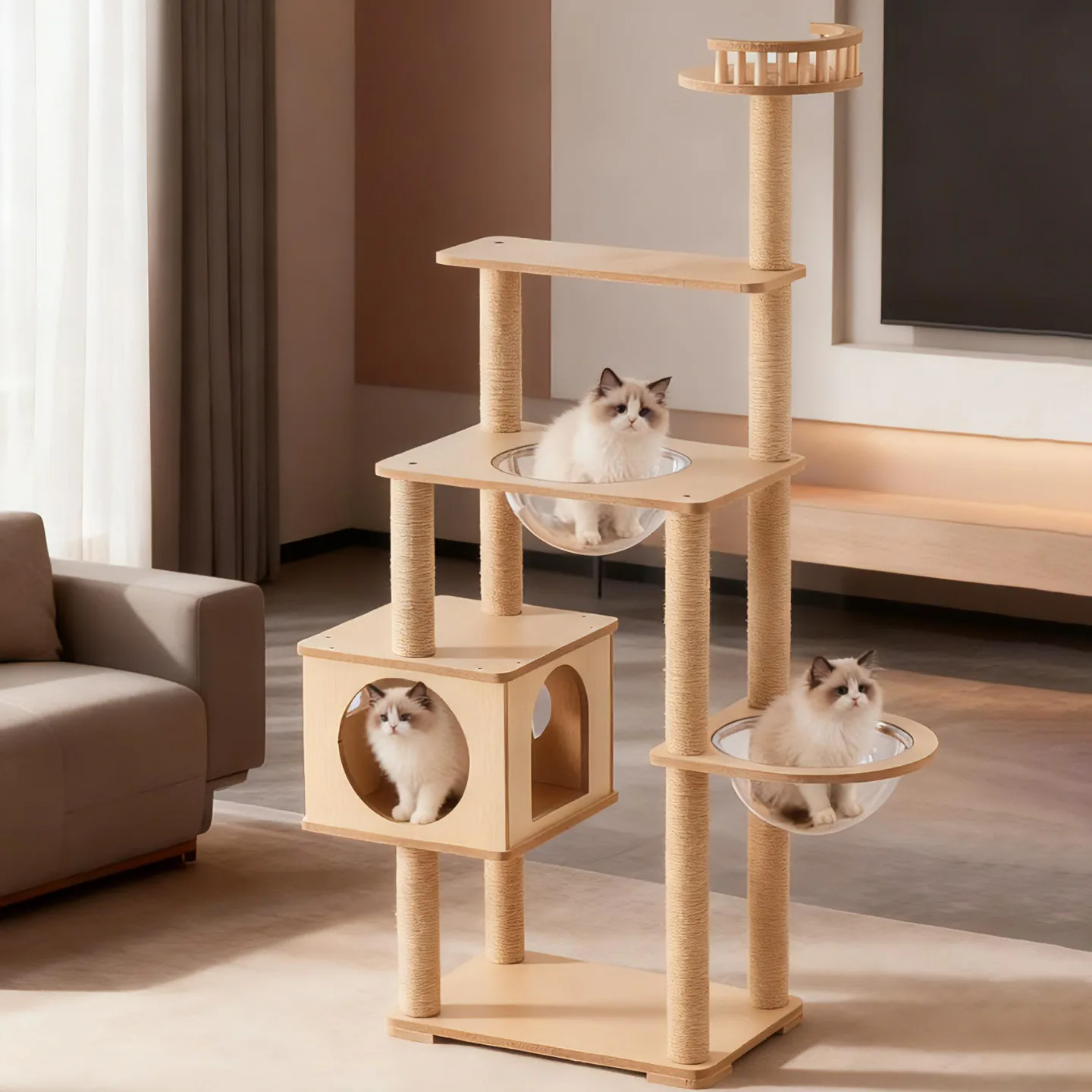 Pet supplies cat climbing frame cat nest tree scratching board column toy enlarged model integrated space capsule