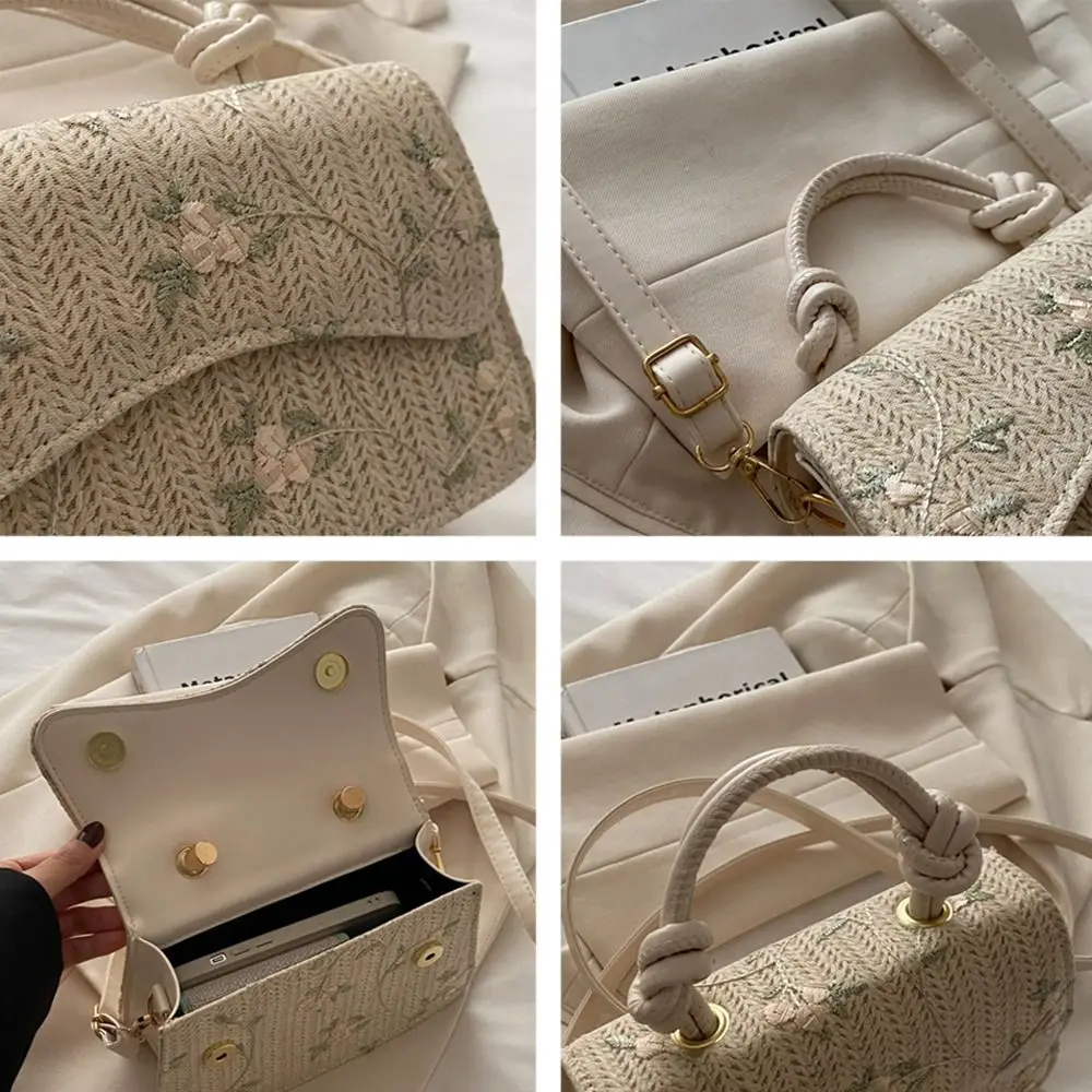 Fashion Grass Woven Straw Bag Handmade Braid Large Capacity Shoulder Messenger Bag Bohemian Rattan Handbags for Summer Beach