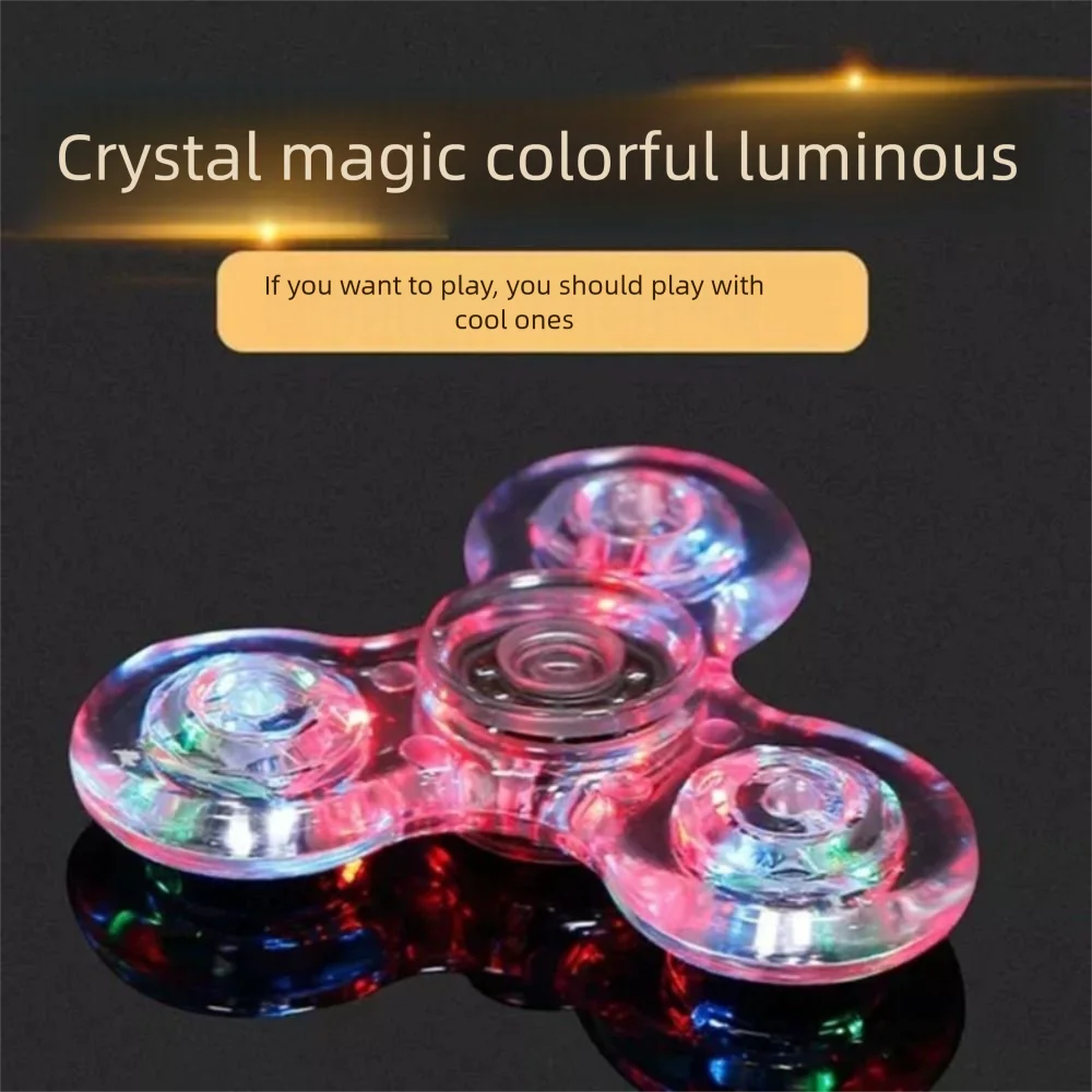 Crystal Luminous Fingertip Gyroscope LED Light Clover Beaming Hand Spinner Educational Interesting Electric Fingertip