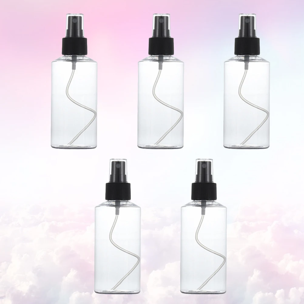 

5pcs 150Ml Oblique Shoulder Transparent Spray Bottle Storage Container Leakproof Pet Subpackaging Dispenser For Perfume