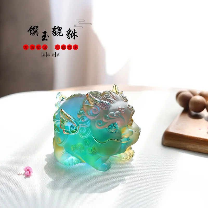 

Coloured Glaze Cartoon Pixiu Kirin Fortune Town House Ornament Feng Shui Ornaments Nafford Mascot Opening Housewarming Gift