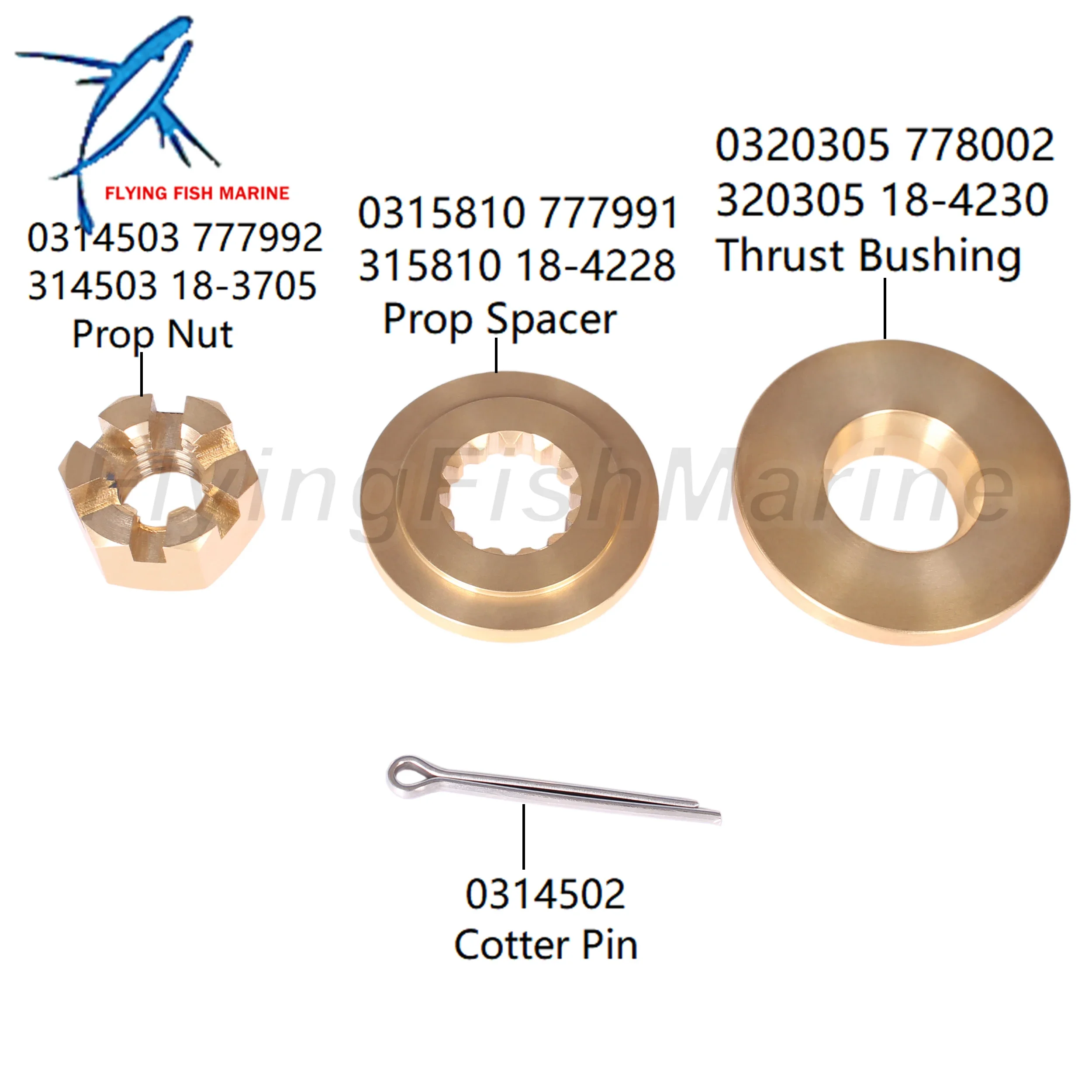 Kit Perlengkapan Mesin Kapal Thrust Bushing 0320305 778002 Washer Spacer 0315810 777991 untuk Evinrude Johnson OMC 35HP-75HP