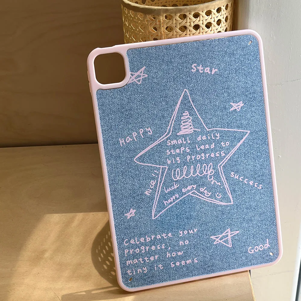 حافظة من الدنيم على شكل نجمة وردية لجهاز iPad 10.2 8th 9th ipad A16 11th 10th 10.9 Gen Cover iPad Pro 12.9 "13" Air 11" 4 5 9.7 mini 6 7 8 Shell