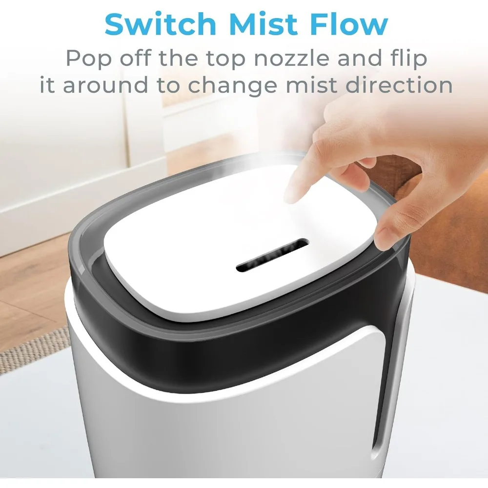 Cool Mist Humidifier - Easy-Clean 3.5L Tank Lasts up to 50 Hours; Whisper Quiet, & Auto Shut-Off for Large Living Rooms