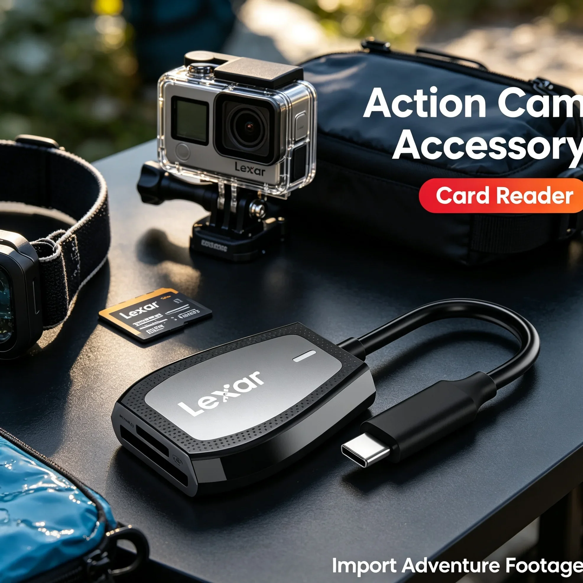 Lexar Portable Card Reader USB 3.2 Type C SD Micro SD TF Dual Slot UHS-II 312MB/s Memory Card Reader for Travel Photographer