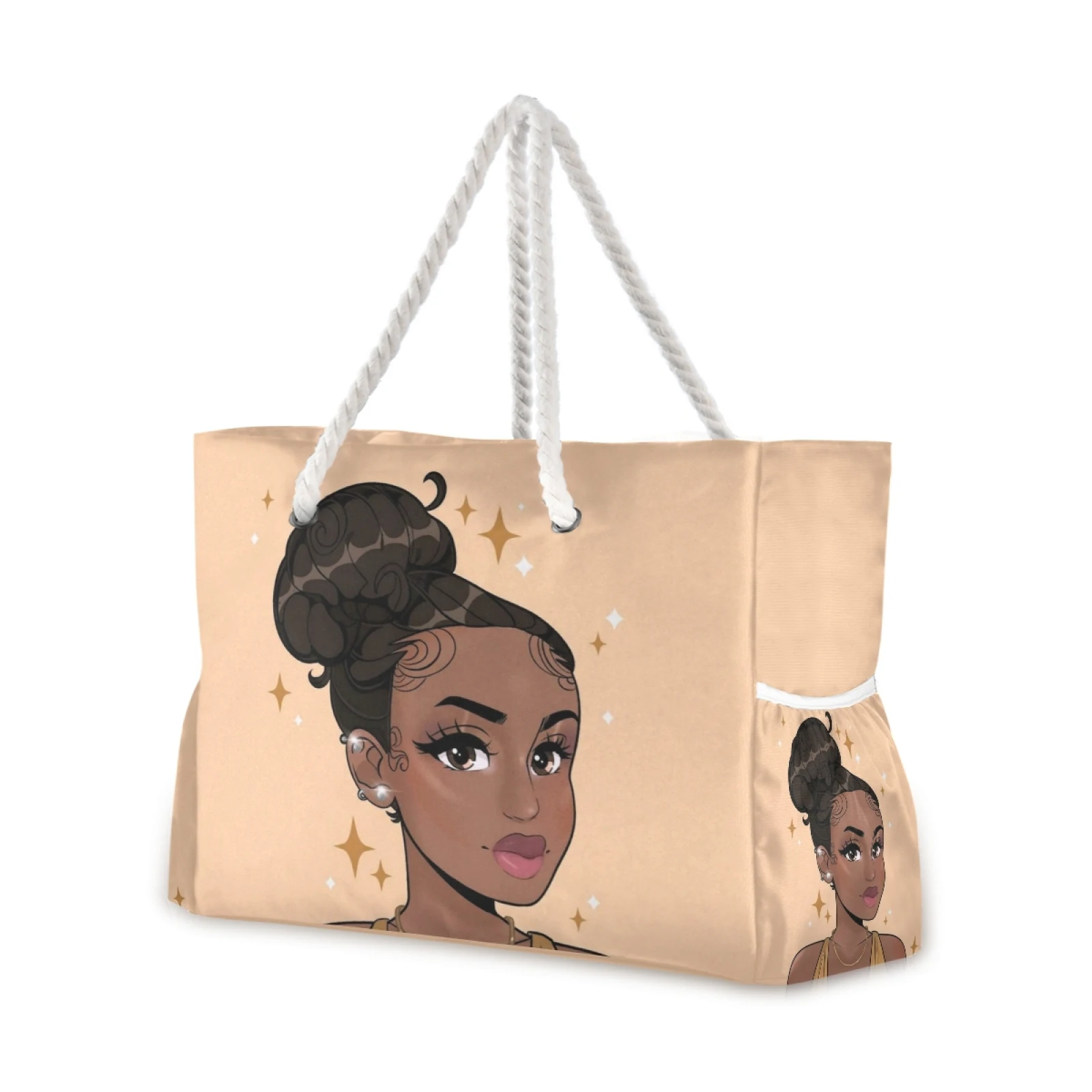 

Afro Girls Black Women Handbag Foldable High Capacity Women Shoulder Bag Eco Reusable Shopping Bag Chic Travel Beach Bag 2021