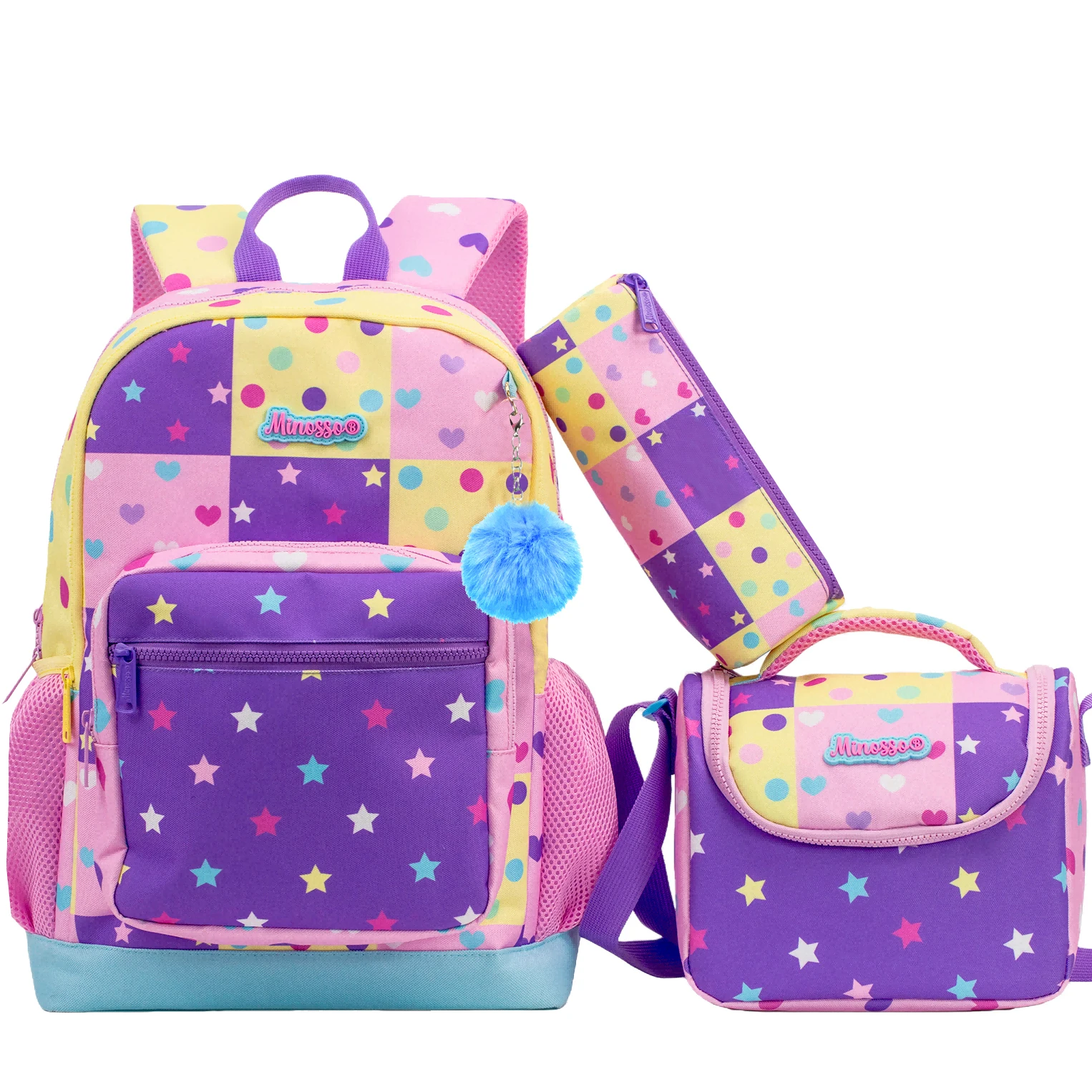 girls-pink-backpack-set-with-lunch-box-pencil-case-padded-strap-school-bookbag-for-elementary-students