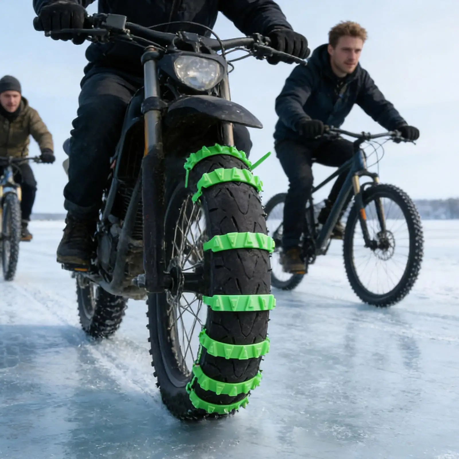 20PCS Anti-Skid Snow Chains for Motorcycles Bicycles Winter Tire Wheels Non-slip Cable Ties Motorbike Emergency Tire Chain Tool