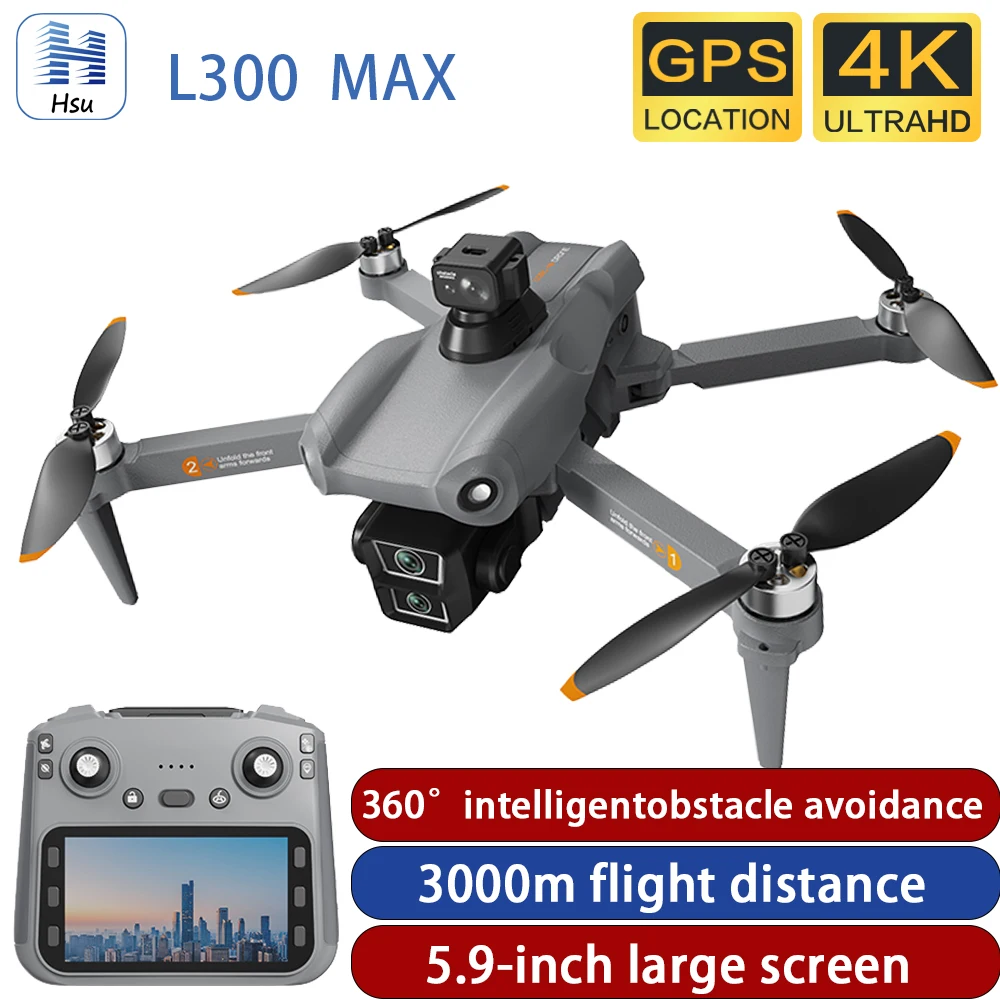 

L300 MAX GPS Дрон для предотвращения препятствий Профессиональная 4K HD 5G WIFI FPV камера с экраном Четырехосевой дрон с дистанционным управлением Детская игрушка