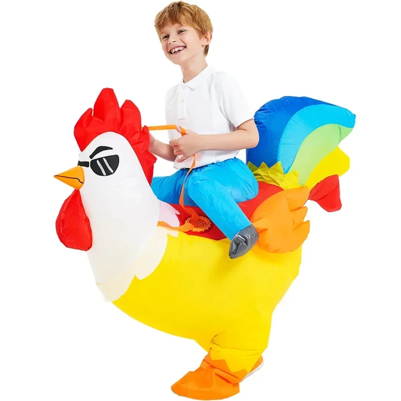 New Kids Child Inflatable Rooster Costume Shark Animal Mascot Anime Dress Suit Halloween Party Cosplay Costumes for Boys Girls Y