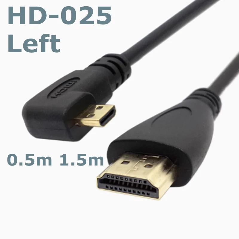 HDMI-Compatible Male to micro HD male cable Micro D Type 90 Degree Right Angle Male to A type HDTV Cable for HD Video