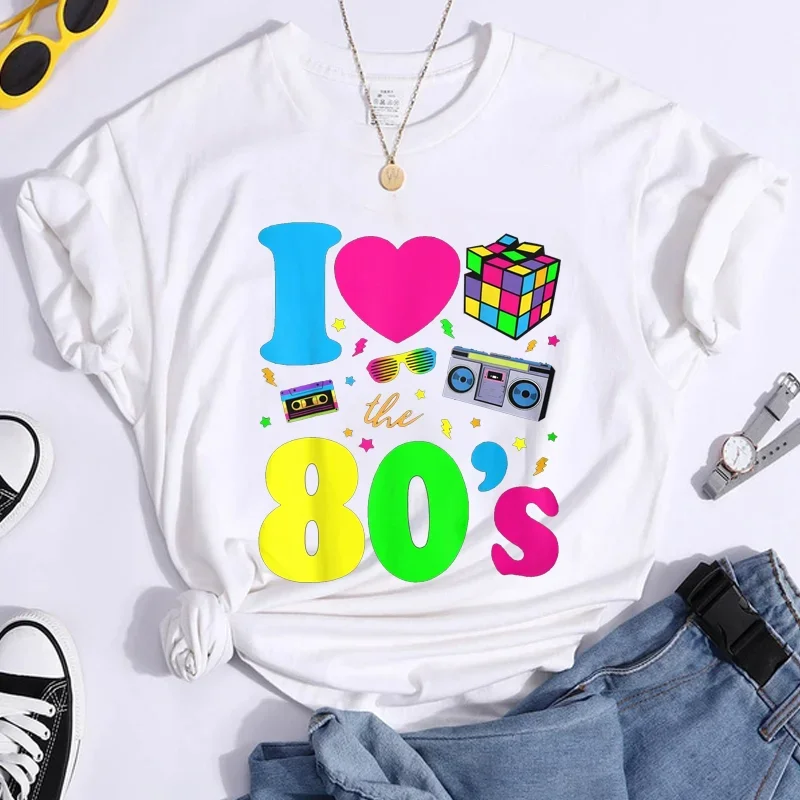 New Fashion I Love The 80s T-Shirt Womens Vintage 1980s T-Shirt Funny Classic T-Shirt Tops Women\'s