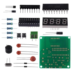 4 Bits Digital LED Electronic Clock DIY Kits PCB Soldering Practice Learning Board AT89C2051 and Components DC 9V - 12V