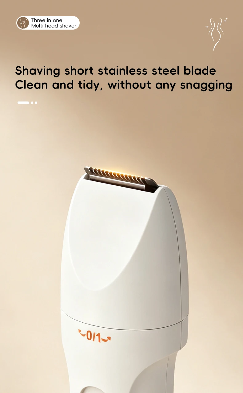 3-in-1 Electric Hair Removal Set Portable Type-C Rechargeable Shaver for Underarm Leg And Nose Hair Trimming
