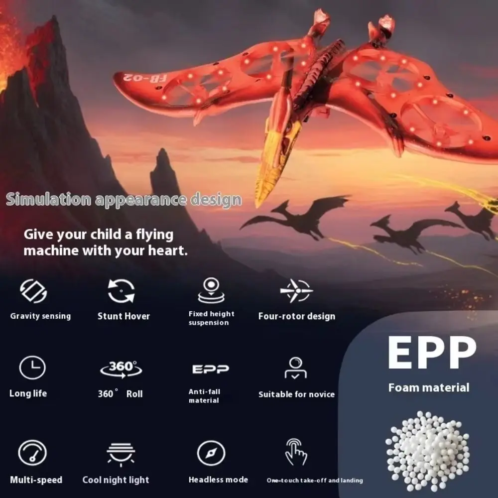 

EPP Foam Flame Pterosaur Remote Control Aircraft RC Remote Control Aircraft Rechargeable Remote Control Foam Fighter with Light