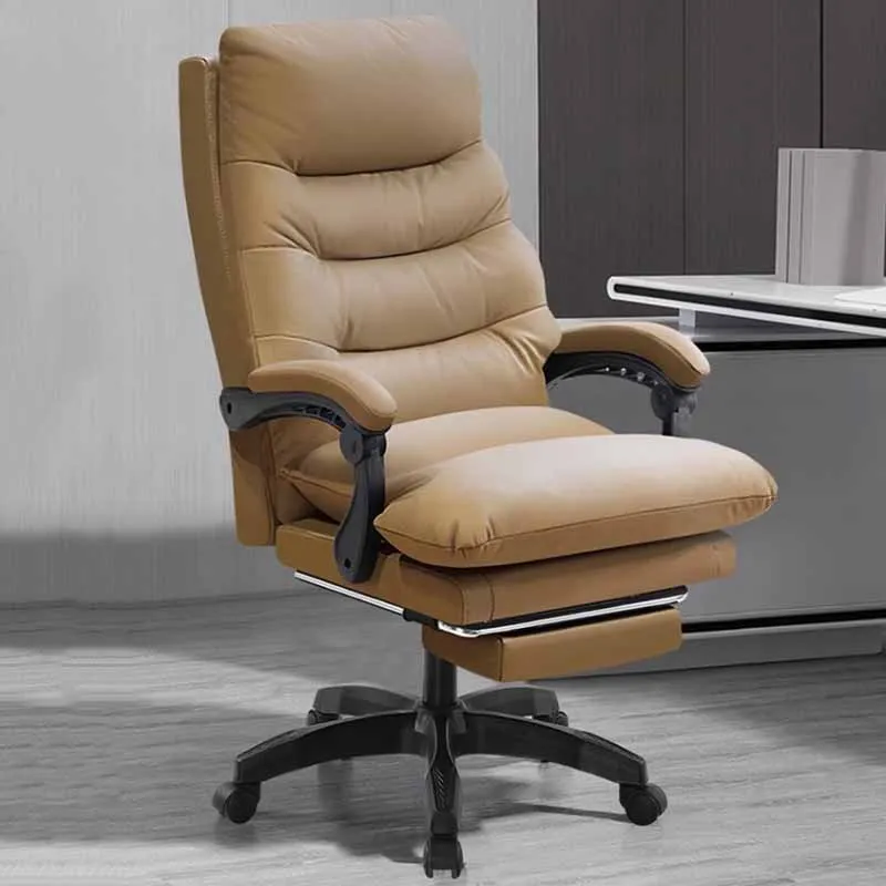 Casters Leather Desk Chair Vintage Carpet Executive Comfy Office Chair Salon Rolling Chaise Bureau Computer Office Furniture