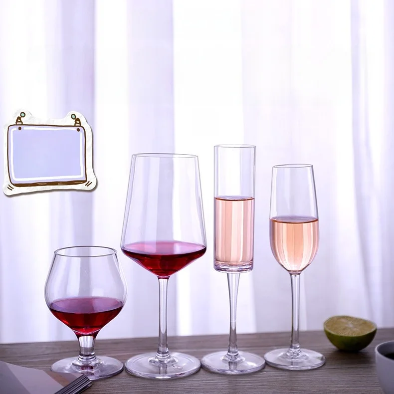 Acrylic Plastic Highball Glasses Red Wine Champagne Cup Transparent Disposable Children's Bar Glasses Craft Crystal Pure Color
