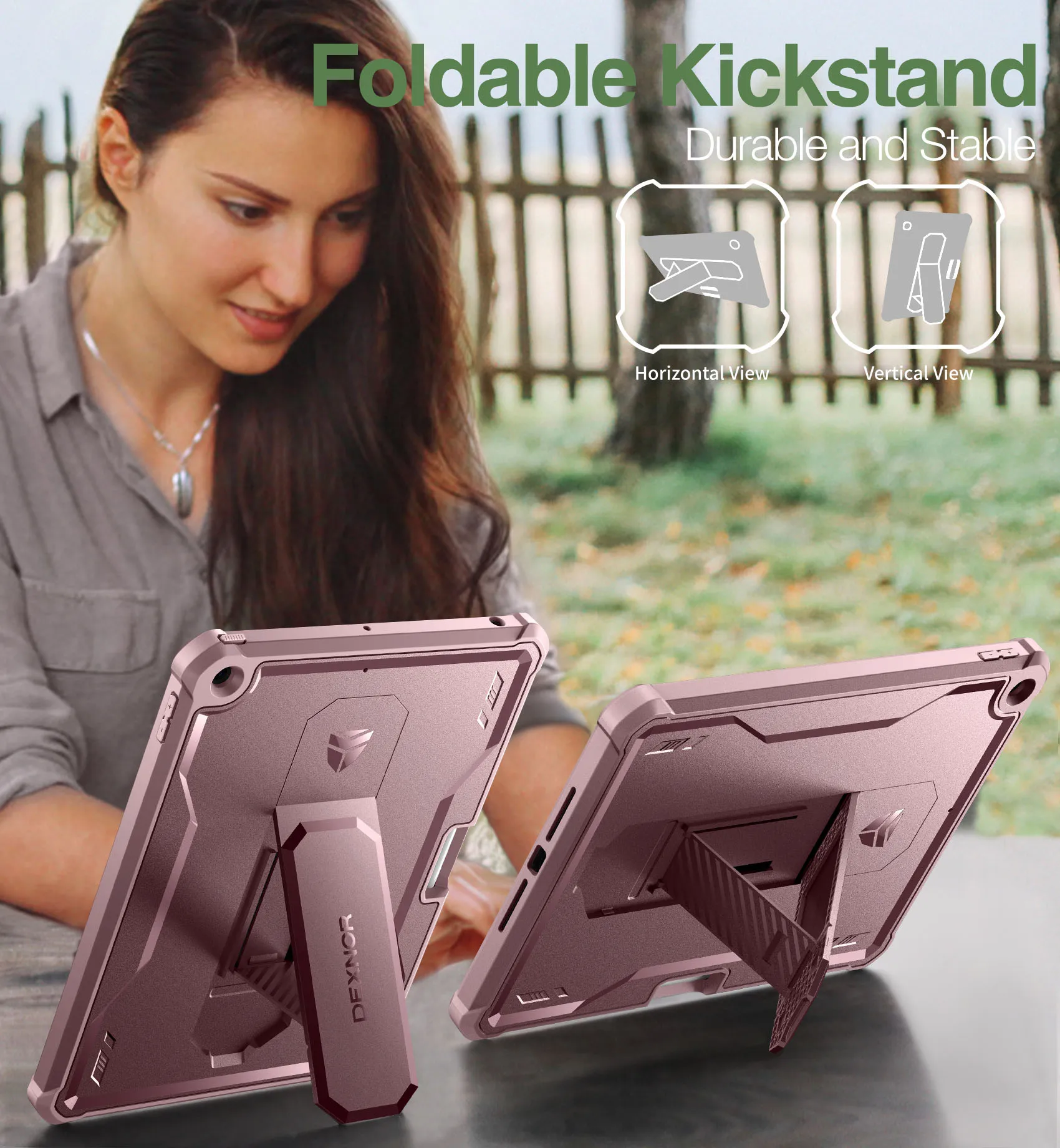 For iPad 9th /8th /7th Generation Case 10.2 Inch Case Kickstand with Pen Holder Heavy Duty Shockproof Full Body Protective Cover