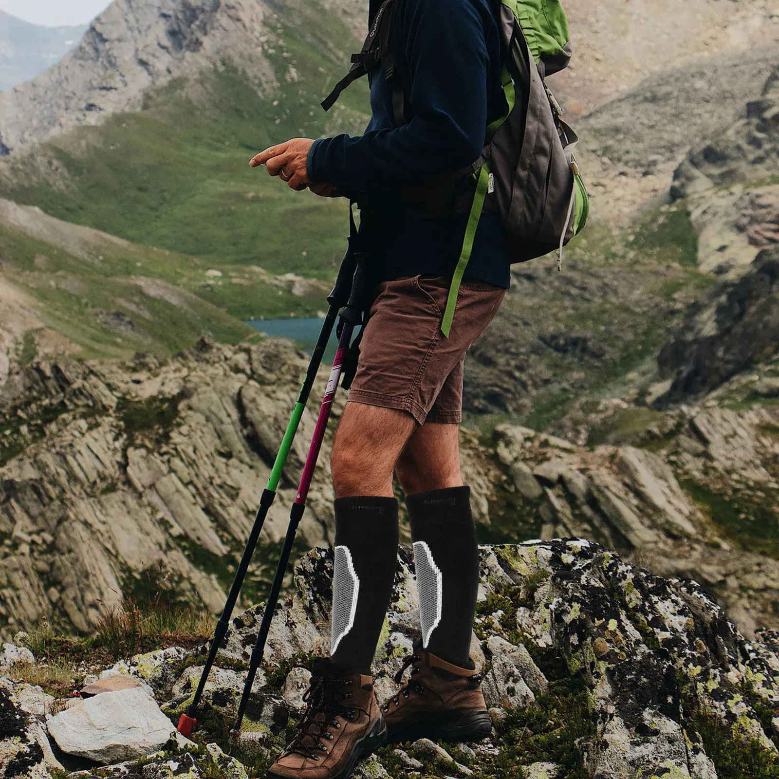 

1 пара толстых горнолыжных носков, теплые зимние уличные носки для катания на коньках, лыж, фигурного катания, хоккея на льду, дышащие, быстросохнущие