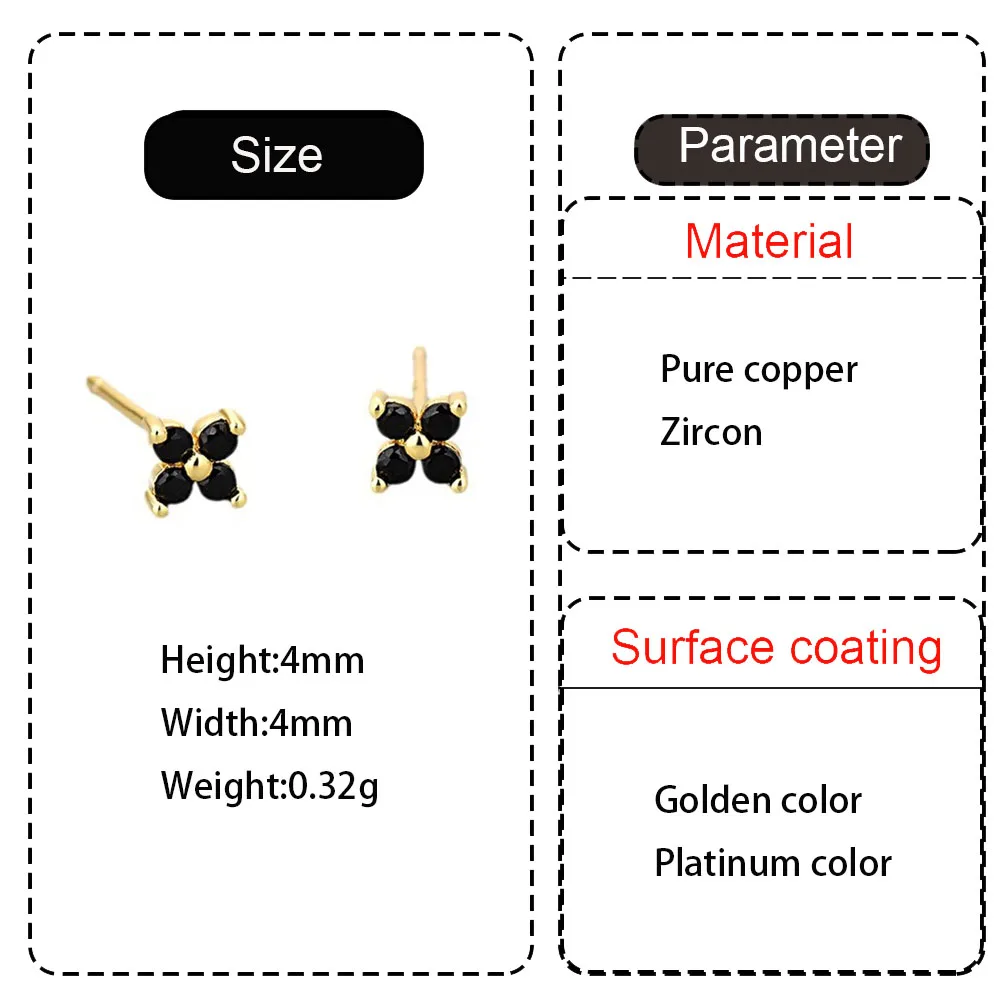 925 Stamp Needle 14k Gold Plated Colorful Zircon Sweet Flowers Mini Stud Earrings For Women Party Elegant Fashion Jewelry