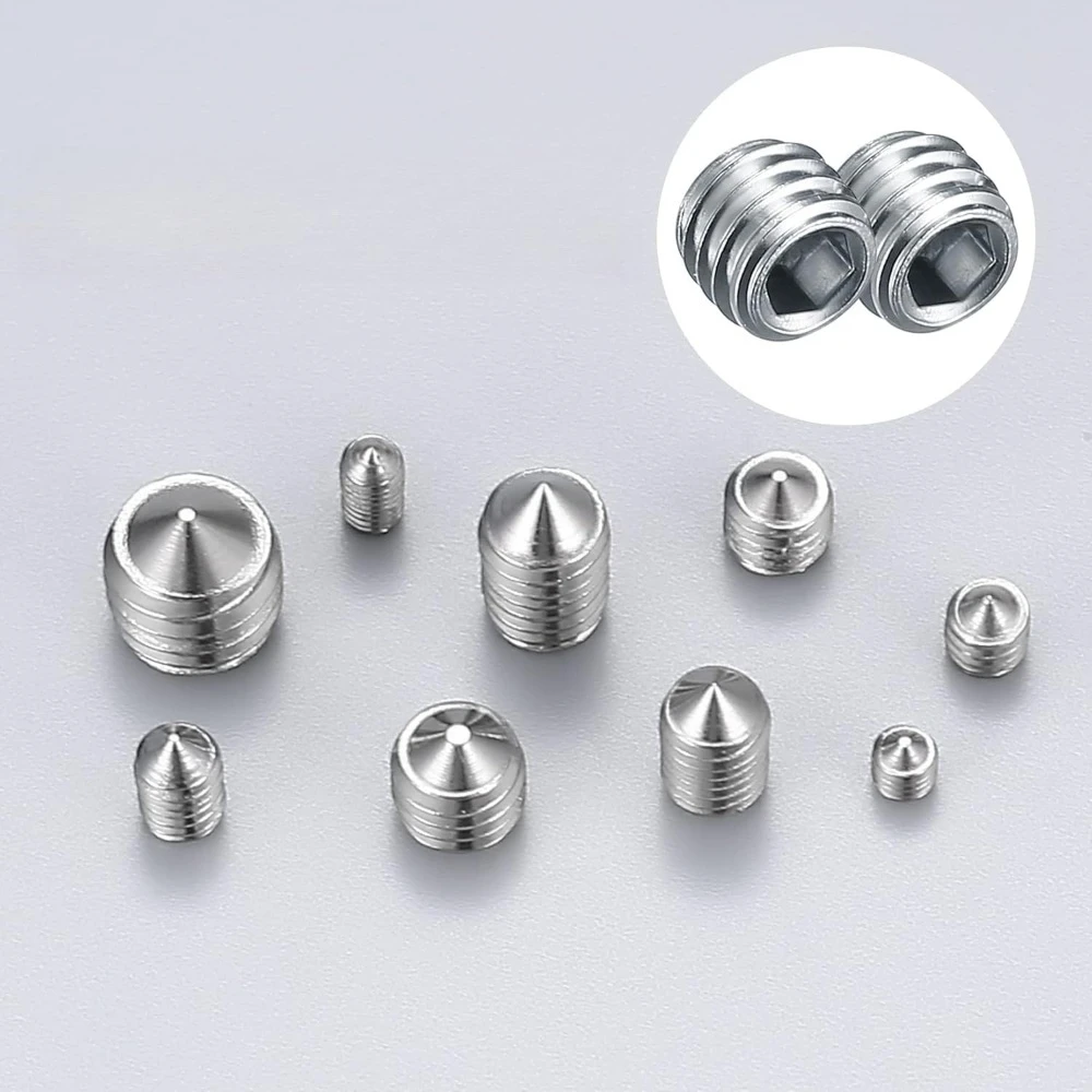 

290pcs304 Stainless Steel Headless Stop Screws M3 M4 M5 M6 M8 Internal Hex Drive Screws for Door Handles Fixture with Wrenches