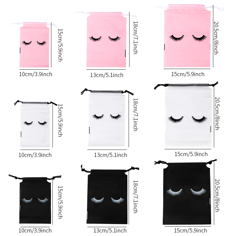 10Pc Eyelash Aftercare Bag Eyelash Plastic Makeup Bag Travel Portable Drawstring Cosmetic Pouch Toiletry Lash Extension Supplies