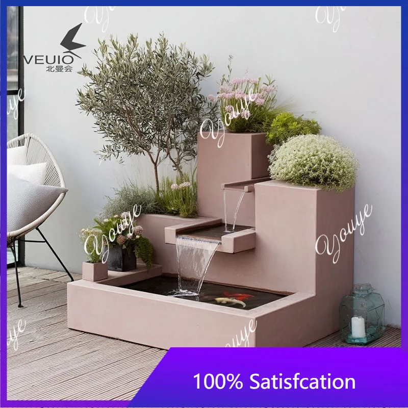 Stainless steel outdoor garden ornament multi-layer circulation filter pool garden decorative fish tank floor type